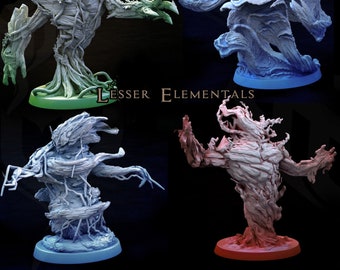 Lesser Elementals (Air/Thunder, Earth, Fire, Water) | Aspects of Terra | Mini Monster Mayhem | Dungeons and Dragons | Pathfinder | Painting