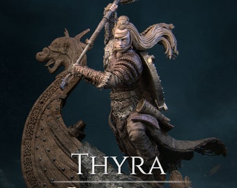 Thyra The Conqueror FULL w/ Viking Ship | Nerikson | Ernest Nemirovskiy | Miniatures | Dungeons and Dragons | Pathfinder | Painting