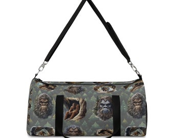 Sasquatch Bigfoot Faces on Woods Duffel Bag