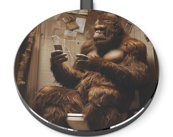 Copy of Sasquatch Bigfoot on Toilet 3 Wireless Charger