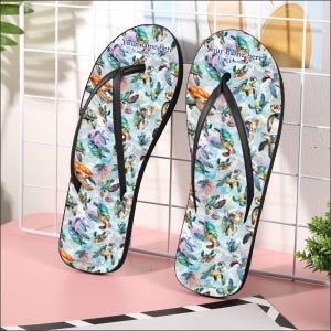 Animal Designs, Women’s Flip Flops – Personalize with Your Name
