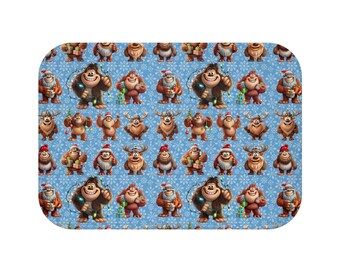 Sasquatch Bigfoot Christmas Themed Bath / Kitchen Floor Mat