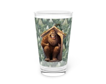 Sasquatch Bigfoot Funny Pint Glass, 16oz