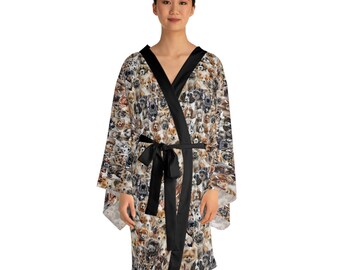 Puppies Dogs Long Sleeve Kimono Robe