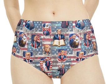 Donald Trump 45th President MAGA High-Waist Hipster Bikini Bottom (AOP)