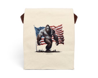 Bigfoot / Sasquatch Canvas Lunch Bag With Strap