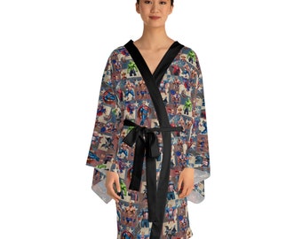 Donald Trump Superhero Collage Long Sleeve Kimono Robe
