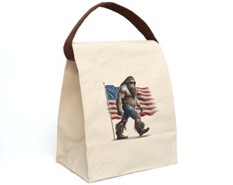 Bigfoot / Sasquatch Canvas Lunch Bag With Strap