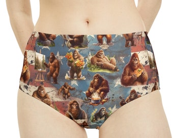 Sasquatch Bigfoot Patriot High-Waist Hipster Bikini Bottom (AOP)