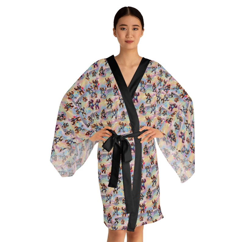 Sasquatch Bigfoot Dancing Long Sleeve Kimono Robe image 2