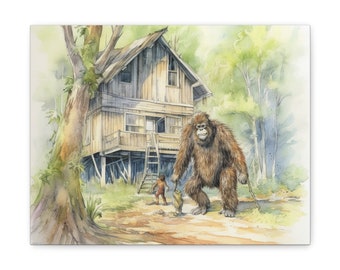 Bigfoot / Sasquatch Home Sweet Home Canvas Portrait Wall Decor Hanging