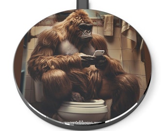 Sasquatch Bigfoot on Toilet 1 Wireless Charger