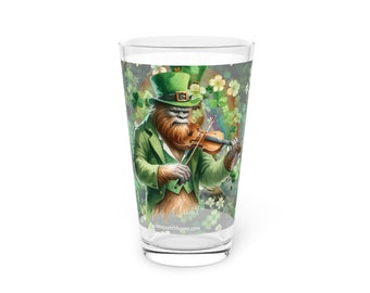 Irish St. Patrick Sasquatch Bigfoot Pint Glass, 16oz