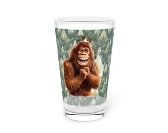 Sasquatch Bigfoot Funny Pint Glass, 16oz