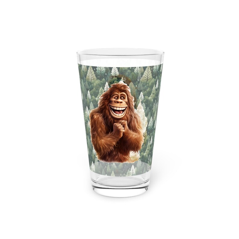 Sasquatch Bigfoot Funny Pint Glass, 16oz image 1