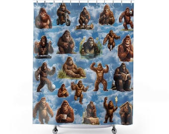 Sasquatch Bigfoot on Clouds Shower Curtain