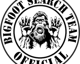 Bigfoot Search Team Official - Scared Bigfoot / Sasquatch- Svg, Png, Pdf, Dxf formats - ORIGINAL ART