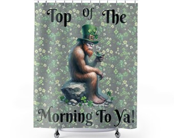 Sasquatch Bigfoot Leprechaun Shower Curtain