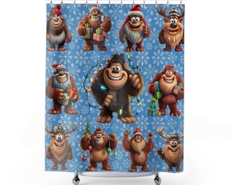 Christmas Sasquatch Christmas Bigfoot Shower Curtain