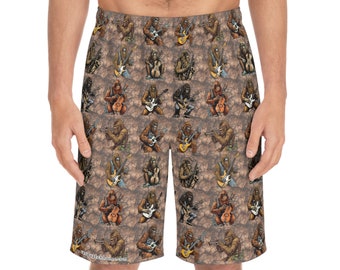 Sasquatch Bigfoot Playing Instruments Men's Board / Swim Shorts