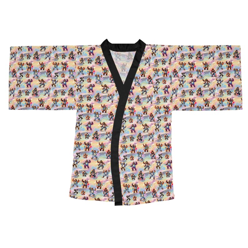 Sasquatch Bigfoot Dancing Long Sleeve Kimono Robe image 7