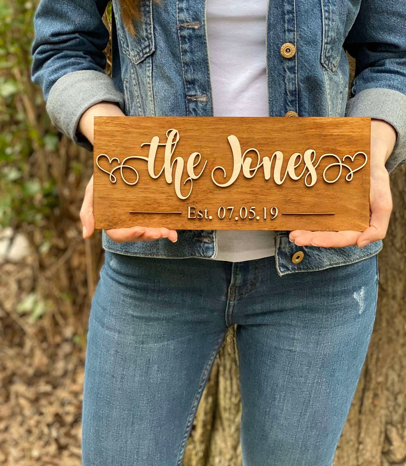 Wedding Last Name Sign Wedding Established Family Sign Wall Etsy