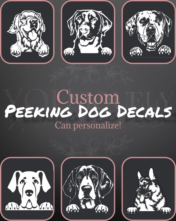 Peeking dog store decal