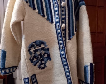 Unique Vintage Handmade Wool Jumper Cardigan Pullover 70s 80s