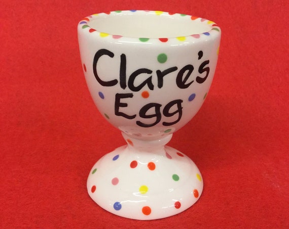 Personalised Multi Colour Dotty Egg Cup