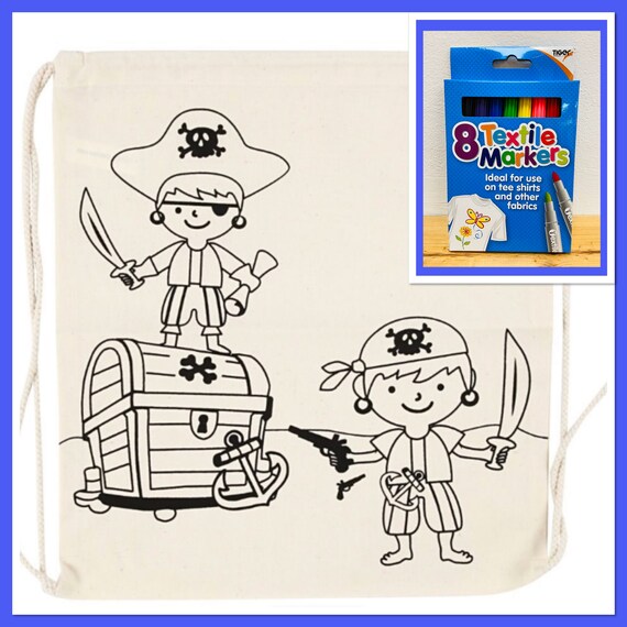 Pirate Drawstring Rucksack/Bag with Pens