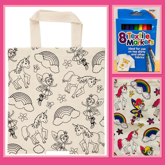 Unicorn, Rainbow, Fairy Shopping Bag with Pens