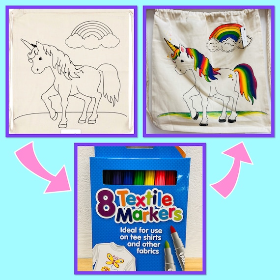 Unicorn Drawstring Rucksack/Bag with Pens
