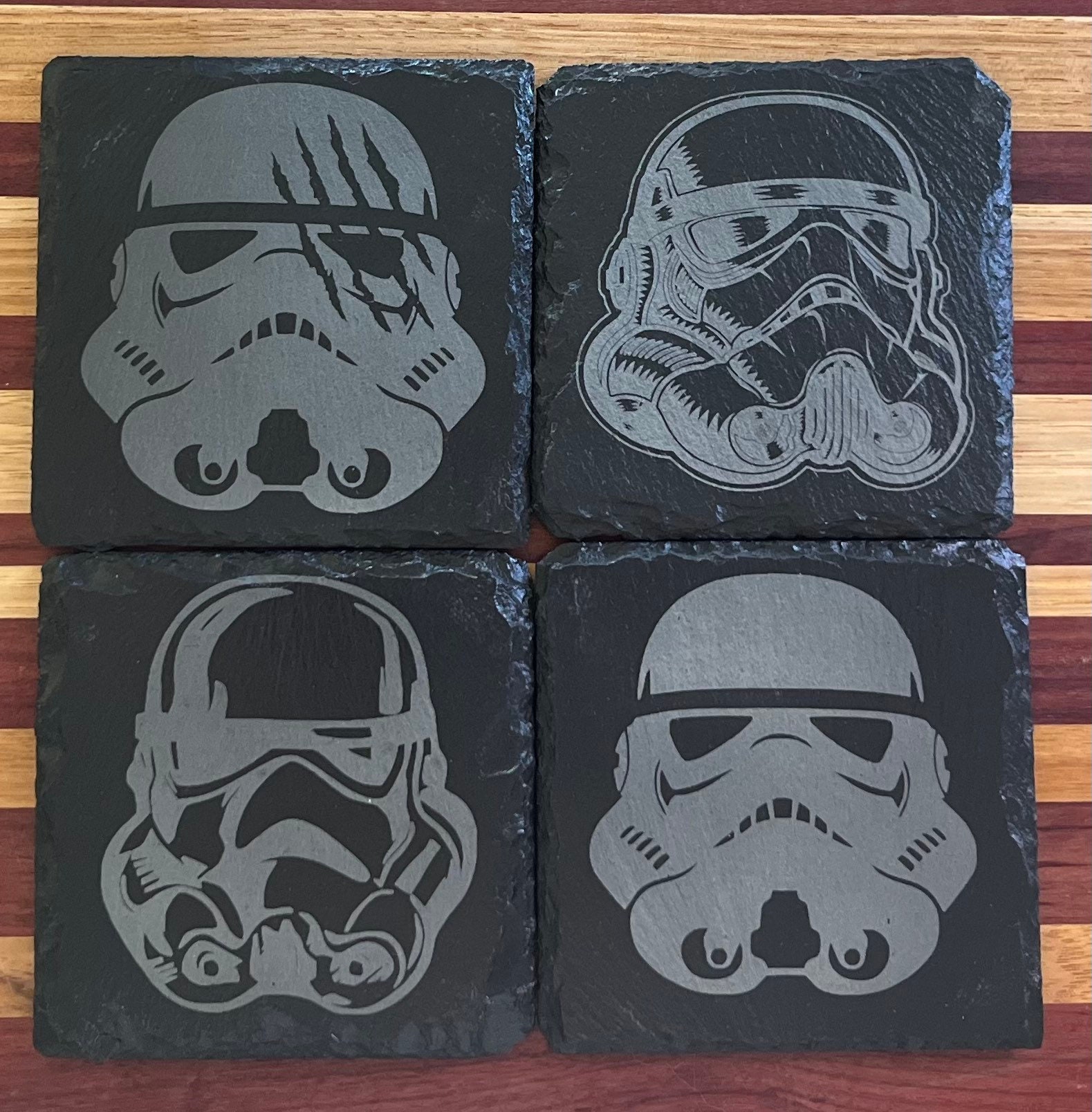 Slate Coasters - Star wars - 9 different designs. (Stormtrooper, Vader,  X-wing, Tie, Boba, Millennium, Rebel, Imperial)