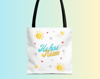 He Has Risen Tote Bag, Christian Bible Verse Bag