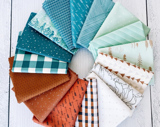 Green modern design 4 pc Fat Quarter bundle
