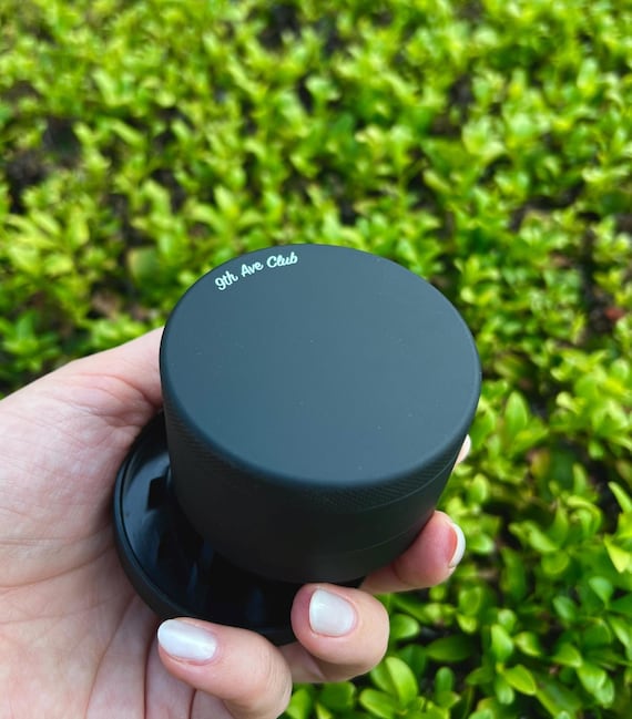 Large 2.5 Inch Black on black Stylish Grinder,4 Piece,Matte Finish,Trendy Grinder, Scraper Tool/ Brush, Tobacco Grinder