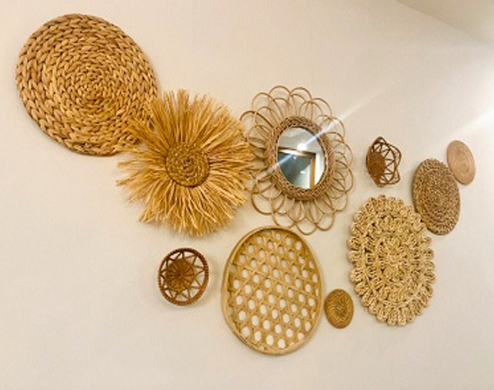 Set of 10 Boho Wall Decor Boho Wall Art Round Serving Boho Etsy