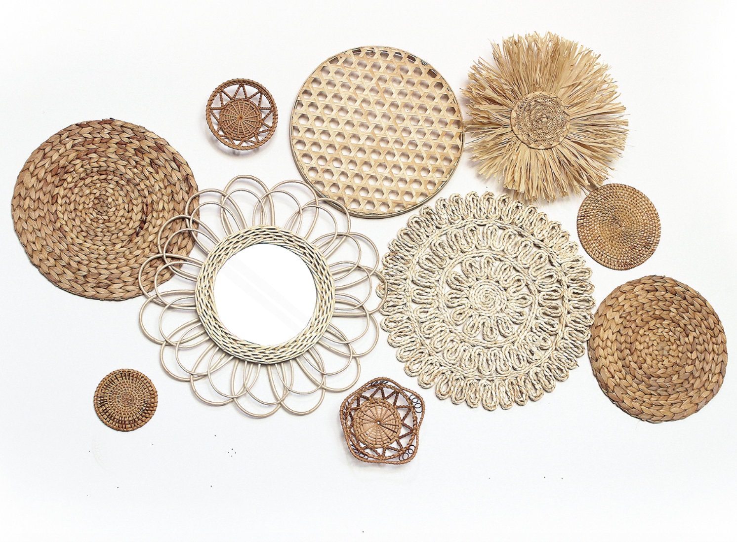 Set of 10 Boho Wall Decor Boho Wall Art Round Serving Boho Etsy