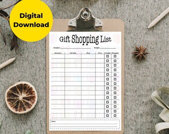 Lista della spesa regalo stampabile/download istantaneo/lista della spesa natalizia