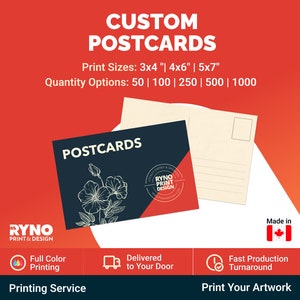 Custom Postcards 3x4 "| 4x6" | 5x7" Full Color Printed on 100 lb Uncoated Cover | Custom Printing Service | Print Your Artwork/Design
