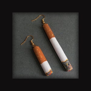 Florence’s original handmade cigarette earrings / hand-painted / made to order, customisable / statement earrings
