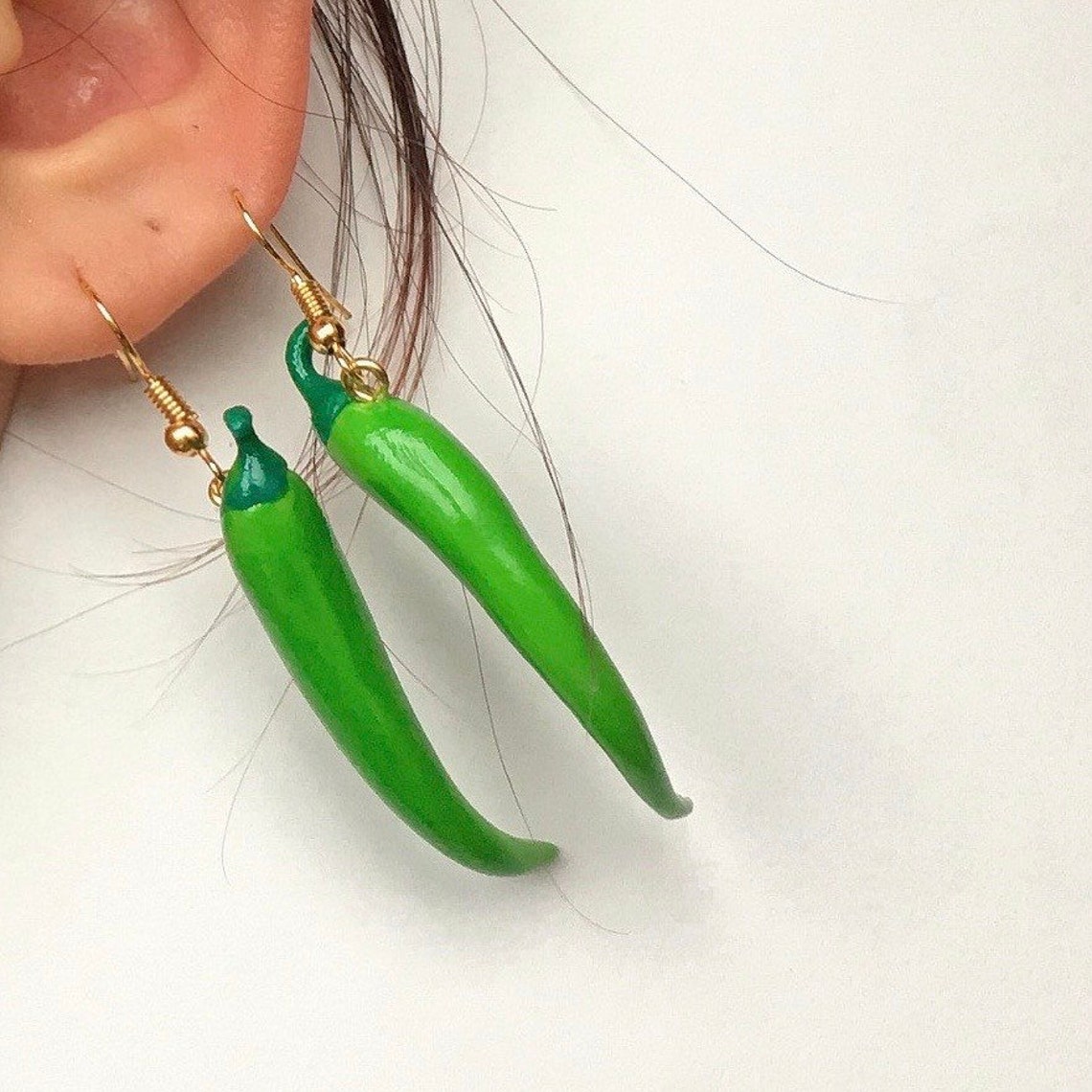 Florence Original Green Chilli Peppers Handmade Clay Earrings Etsy