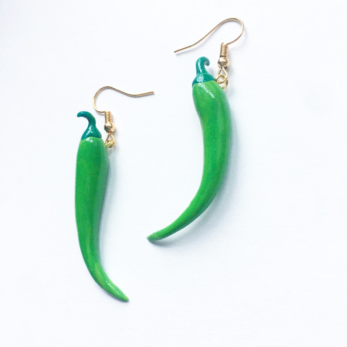Florence Original Green Chilli Peppers Handmade Clay Earrings Etsy
