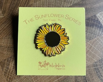 SUNFLOWER ENAMEL PIN - Small Sunflower Floral Soft Enamel Pin for Bookbags, Backpacks, Pin Collectors