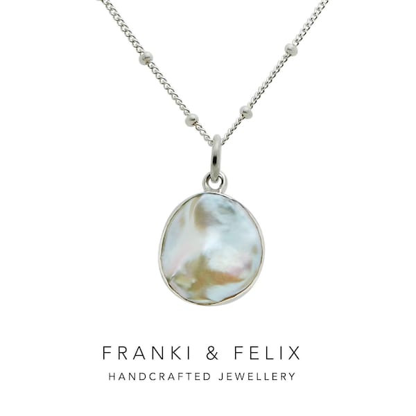 Baroque Pearl Necklace, Sterling Silver 925 Chain, Minimalist Keshi Pearl, One-of-a-kind