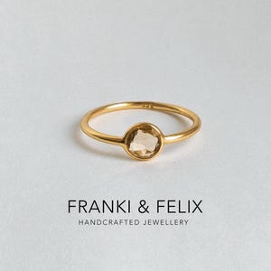 Bague superposable citrine, argent sterling plaqué or 18 carats