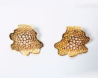 Chunky Gold Wave Statement Earrings, Top Seller Wedding Jewelry, Indian Style, Lightweight Earrings, Ocean Theme Jewelry, Gift For Her