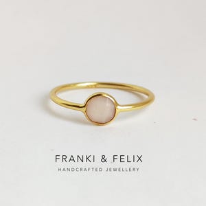 Rose Quartz Stacking Ring, 18K Gold Plated Sterling Silver