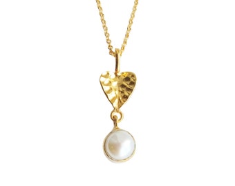 Collier pendentif goutte de perles en origami, or vermeil, argent sterling 925, collier de mariée délicat pour elle, bijoux d'été, collier de demoiselle d'honneur
