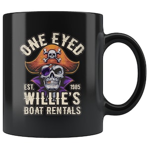 One Eyed Pirate Boat Rentals Kultige 11 oz Schwarze Kaffeetasse